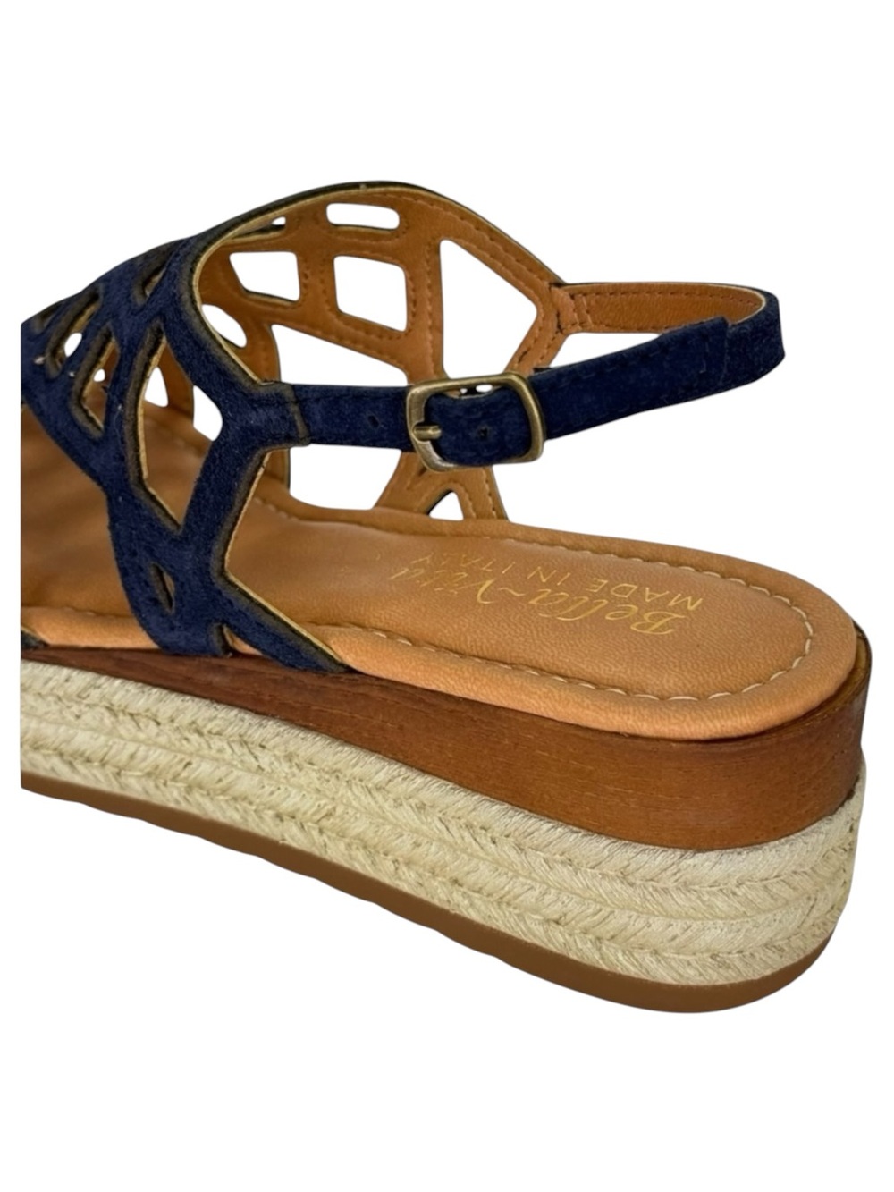 Bella Vita Zip-Italy Navy Leather Womens Wedge Sandals Size 12M - Picture 8 of 14
